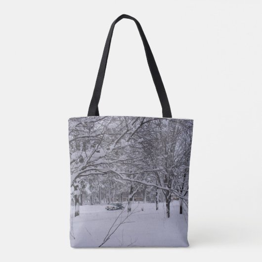 Kerstboom, Snowman, Sneeuwscène All-Over Print Tote Bag (Achterkant)