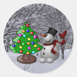 Kerstboom, Snowman, Stickers sneeuwscène