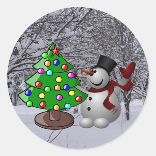 Kerstboom, Snowman, Stickers sneeuwscène (Voorkant)