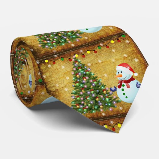 kerstboom Snowman Stropdas (Opgerold)