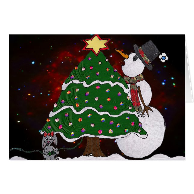 kerstboom Snowman Surprise Art Print (Voorkant Horizontaal)