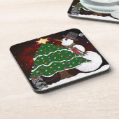 kerstboom Snowman Surprise Art Print Bier Onderzetter (Linkerzijde)