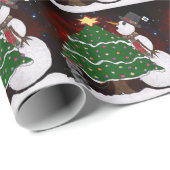 kerstboom Snowman Surprise Art Print Cadeaupapier (Rol Hoek)