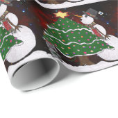 kerstboom Snowman Surprise Art Print Cadeaupapier (Rol Hoek)