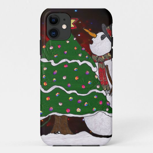 kerstboom Snowman Surprise Art Print Case-Mate iPhone Case (Achterkant)