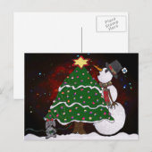 kerstboom Snowman Surprise Art Print Feestdagenkaart (Voorkant / Achterkant)