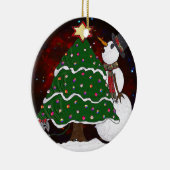 kerstboom Snowman Surprise Art Print Keramisch Ornament (Rechts)