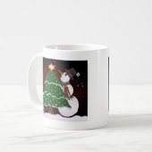 kerstboom Snowman Surprise Art Print Koffiemok (Voorkant links)