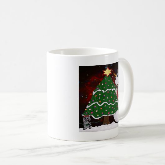 kerstboom Snowman Surprise Art Print Koffiemok (Voorkant rechts)