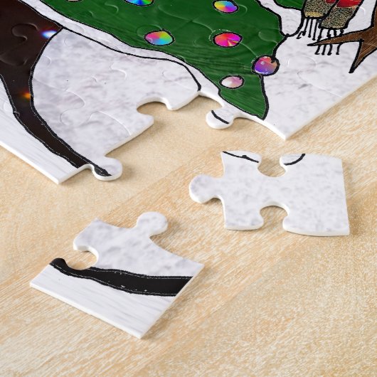 kerstboom Snowman Surprise Art Print Legpuzzel (Zijkant)