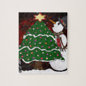 kerstboom Snowman Surprise Art Print Legpuzzel (Verticaal)