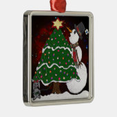 kerstboom Snowman Surprise Art Print Metalen Ornament (Rechts)