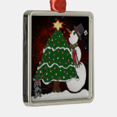 kerstboom Snowman Surprise Art Print Metalen Ornament (Rechts)