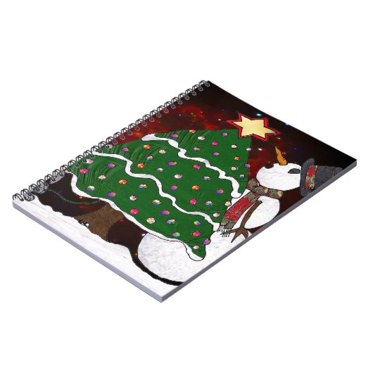 kerstboom Snowman Surprise Art Print Notitieboek (Linkerzijde)