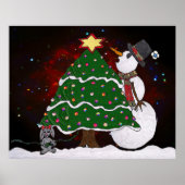kerstboom Snowman Surprise Art Print Poster (Voorkant)