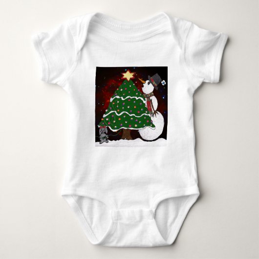 kerstboom Snowman Surprise Art Print Romper (Voorkant)