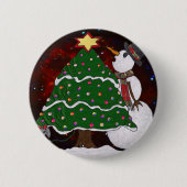 kerstboom Snowman Surprise Art Print Ronde Button 5,7 Cm (Voorkant)
