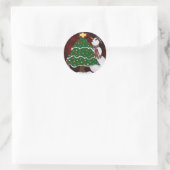 kerstboom Snowman Surprise Art Print Ronde Sticker (Tas)