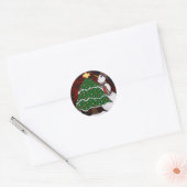 kerstboom Snowman Surprise Art Print Ronde Sticker (Envelop)
