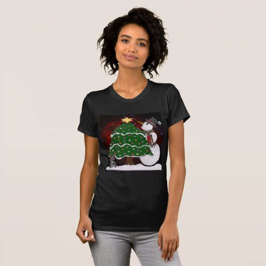 kerstboom Snowman Surprise Art Print T-shirt (Voorkant volledig)