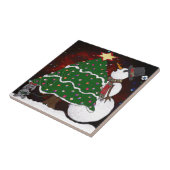 kerstboom Snowman Surprise Art Print Tegeltje (Zijkant)