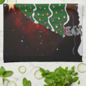 kerstboom Snowman Surprise Art Print Theedoek (Gevouwen)