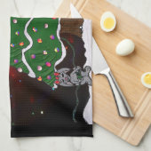 kerstboom Snowman Surprise Art Print Theedoek (Quarter Fold)