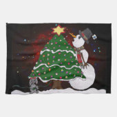 kerstboom Snowman Surprise Art Print Theedoek (Horizontaal)