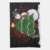 kerstboom Snowman Surprise Art Print Theedoek (Verticaal)