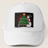kerstboom Snowman Surprise Art Print Trucker Pet (Voorkant)