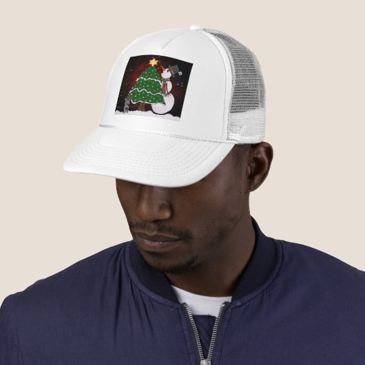 kerstboom Snowman Surprise Art Print Trucker Pet (In situ)