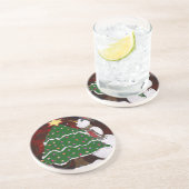 kerstboom Snowman Surprise Art Print Zandsteen Onderzetter (Zijkant)