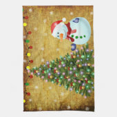 kerstboom Snowman Theedoek (Verticaal)