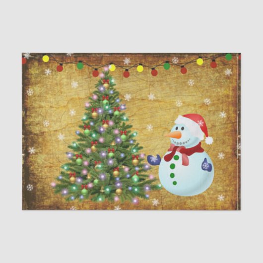 kerstboom Snowman Tissuepapier (Voorkant)