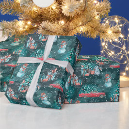 kerstboom, snowmen en bundels die papier verpakken