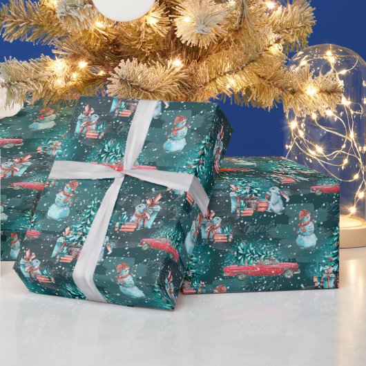 kerstboom, snowmen en bundels die papier verpakken (Feestdagen)