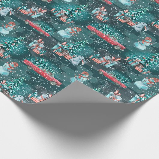 kerstboom, snowmen en bundels die papier verpakken (Hoek)