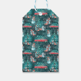 kerstboom, Snowmen en Bunnies Cadeaulabel