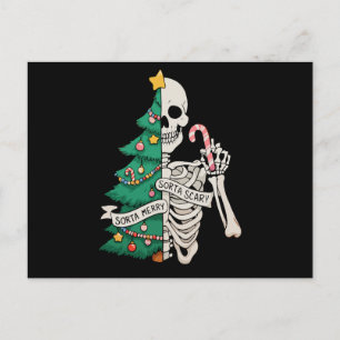 Kerstboom Soms Blij Soms Schrikbarend Skelet Feestdagenkaart