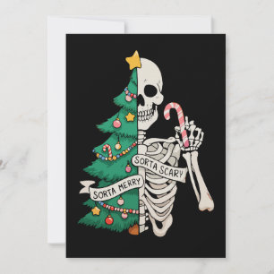 Kerstboom Soms Blij Soms Schrikwekkend Skelet Feestdagenkaart