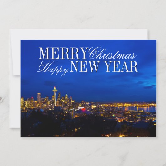 Kerstboom Space Needle, Seattle Silhouet Feestdagenkaart (Voorkant)