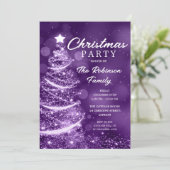 Kerstboom Sparkle Paarse Kerstmis Partij Kaart (Staand voorkant)
