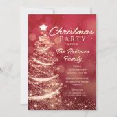 Kerstboom Sparkle Red Gold Kerstfeest Kaart (Voorkant)