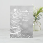 Kerstboom Sparkle Zilveren Kerstfeest Kaart (Staand voorkant)
