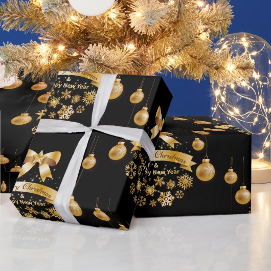 Kerstboom, Sparkling zwart en Golden Wrappi Cadeaupapier (Feestdagen)