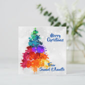 Kerstboom, Spatverf, Fotoplaat Feestdagenkaart (Staand voorkant)