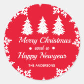 kerstboom, speciaal voor kerstmis rood ronde sticker (Voorkant)