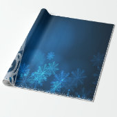 Kerstboom, Star, Snowflakes Blue Holiday Cadeaupapier (Uitgerold)