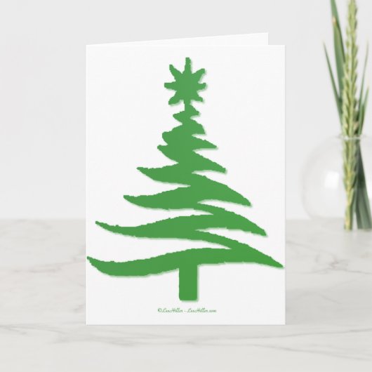 Kerstboom Stencil Groen Feestdagen Kaart (Voorkant)