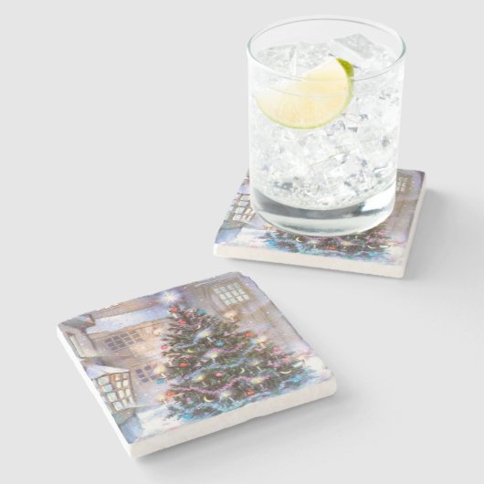 kerstboom  stenen onderzetter (Zijkant)